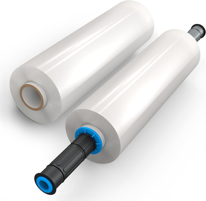 Lifetime Supplies 2 Rolls x 15" x 900 FT x Clear Heavy Duty Plastic Stretch Wrap Shrink Film for Shipping Packaging Moving Packing Trucking Logistics - Thicker Extra Durable Film - Wrap Holder Included - Image 1